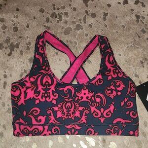Women's Pink and Black Sports Bra